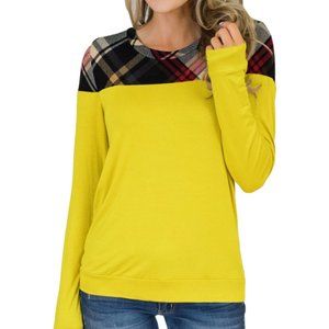 Yellow/Plaid long sleeve top